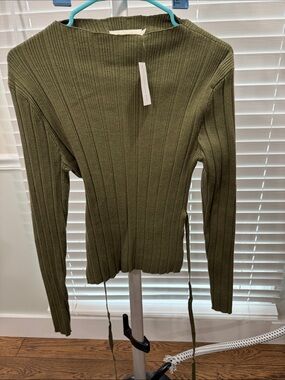 Olive Ribbed Long Sleeve Knit 2pcs set